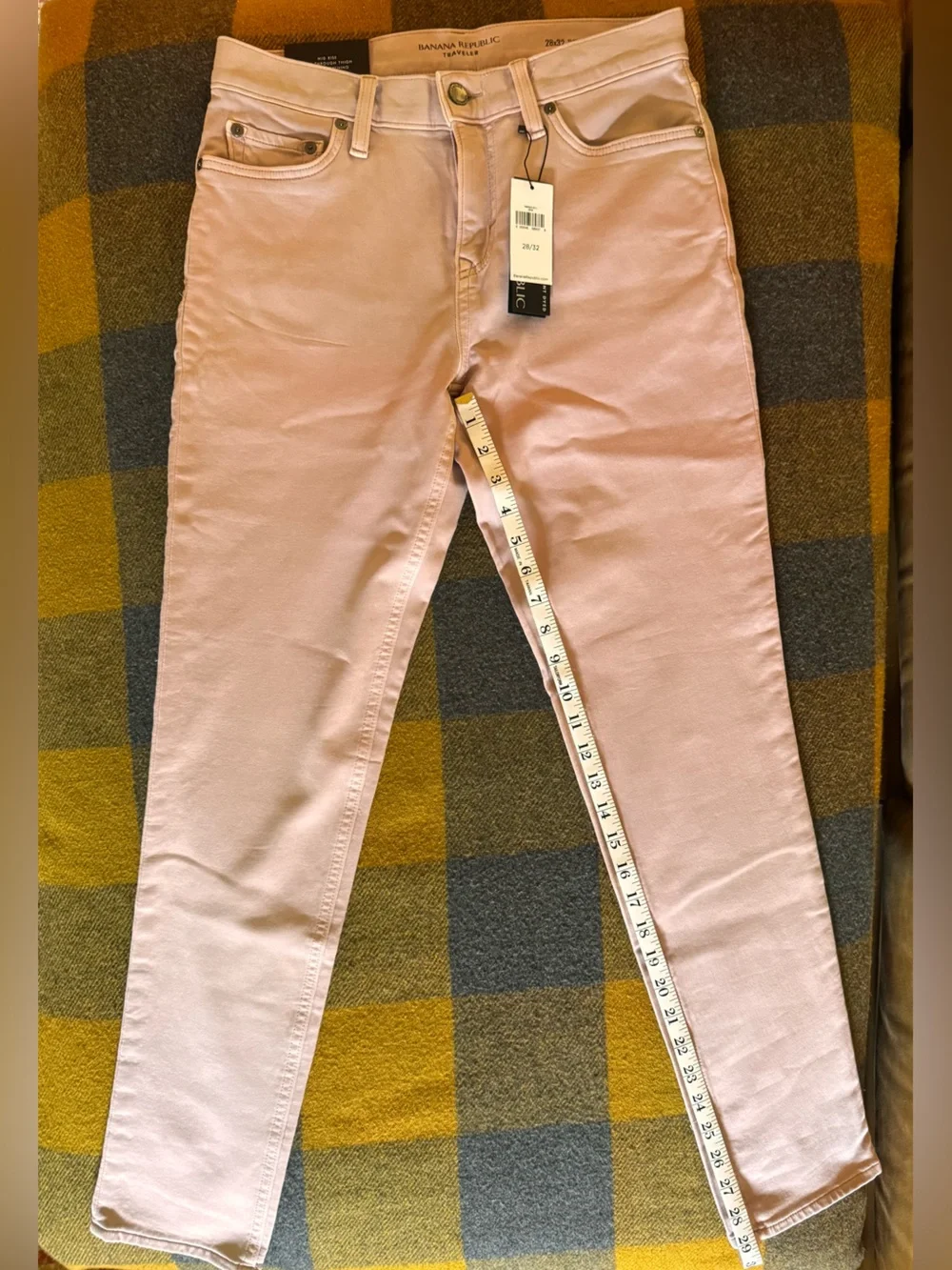 Banana Republic Travelers Super Comfortable Stretch Slim Fit Pant in Pale Pink